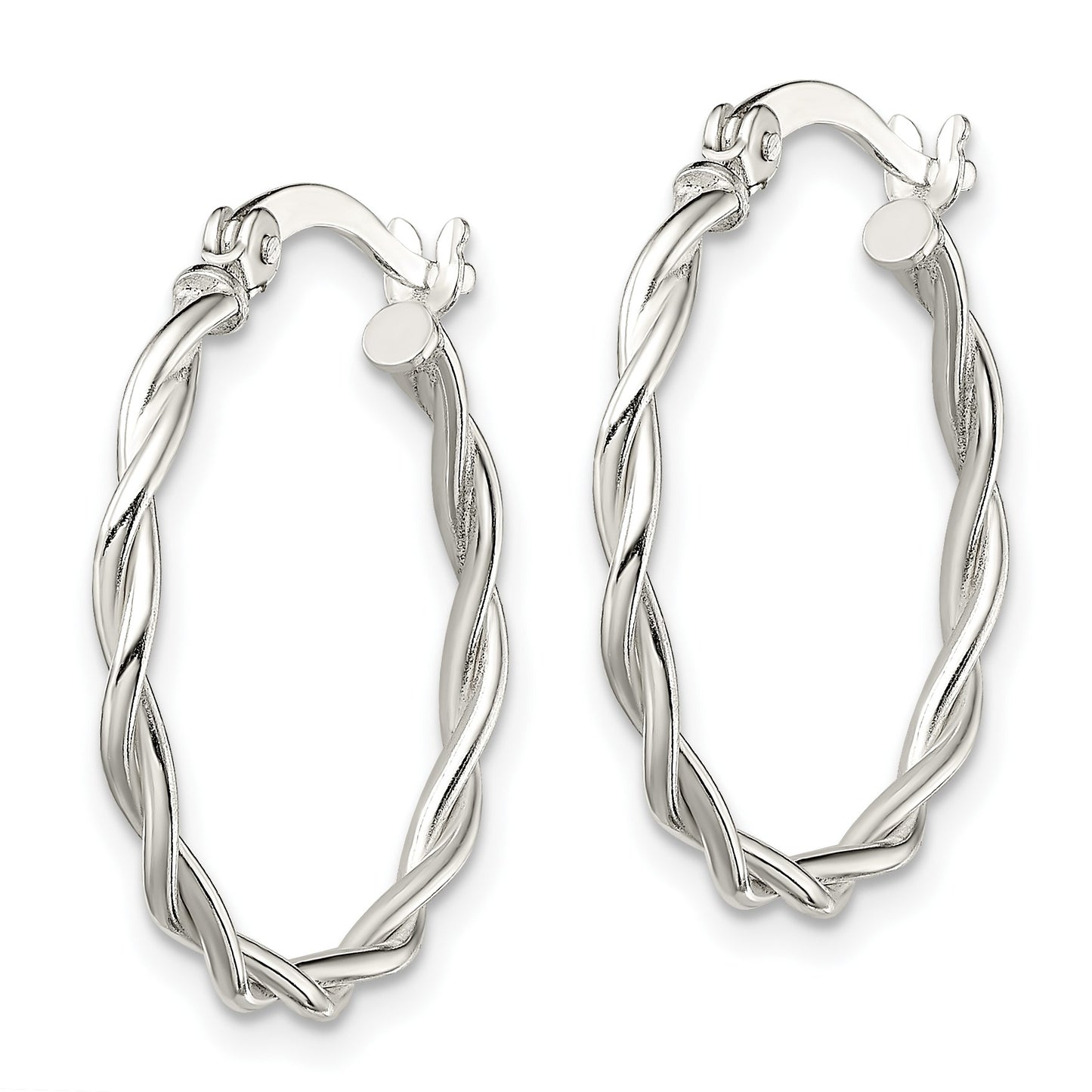 Sterling Silver Polished Braided 22mm Hoop Earrings