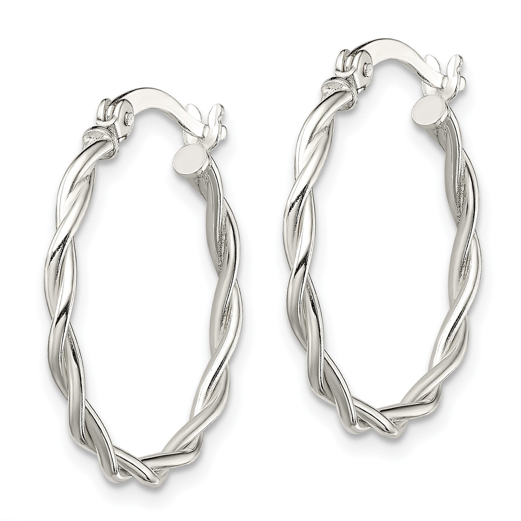 Sterling Silver Polished Braided 22mm Hoop Earrings