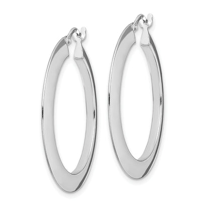 Sterling Silver RH-plated Polished Knife Edge 2mm Round Hoop Earrings