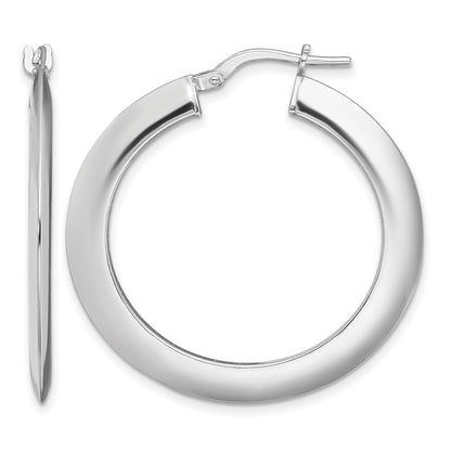Sterling Silver RH-plated Polished Knife Edge 2mm Round Hoop Earrings