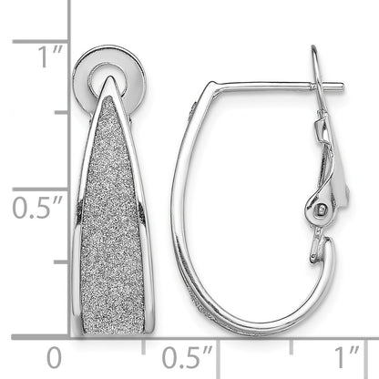 Sterling Silver RH-pltd Enamel Glitter Fabric Omega Back J-Hoop Earrings
