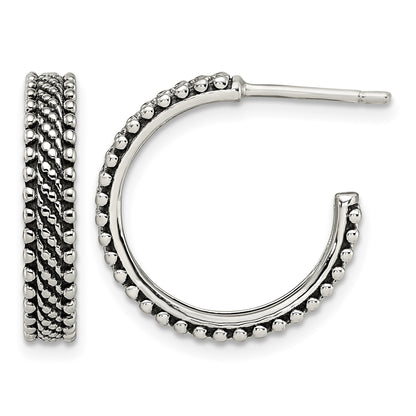 Sterling Silver Antiqued Hoop Post Earrings
