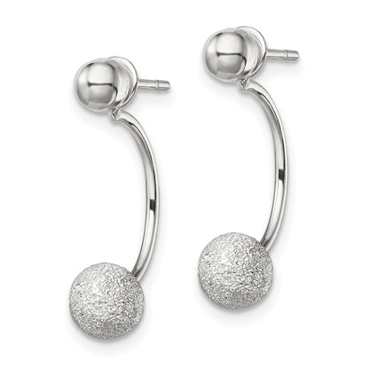 Sterling Silver Polished Laser-cut Bead Jackets w/Button Earrings