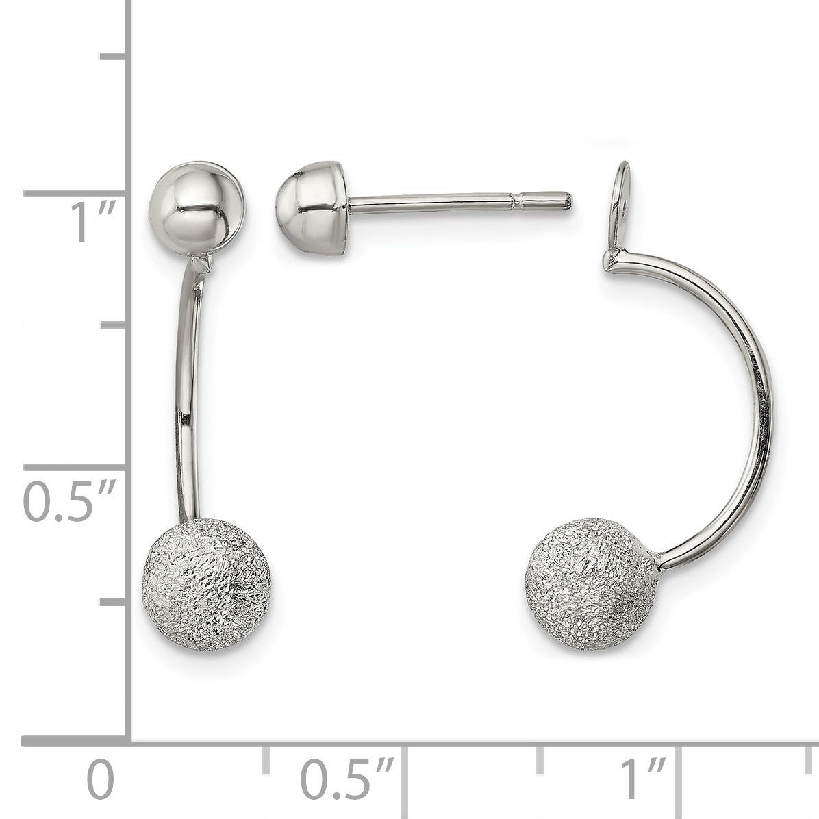 Sterling Silver Polished Laser-cut Bead Jackets w/Button Earrings