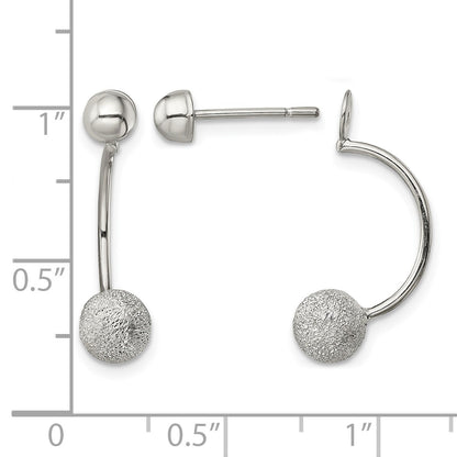 Sterling Silver Polished Laser-cut Bead Jackets w/Button Earrings