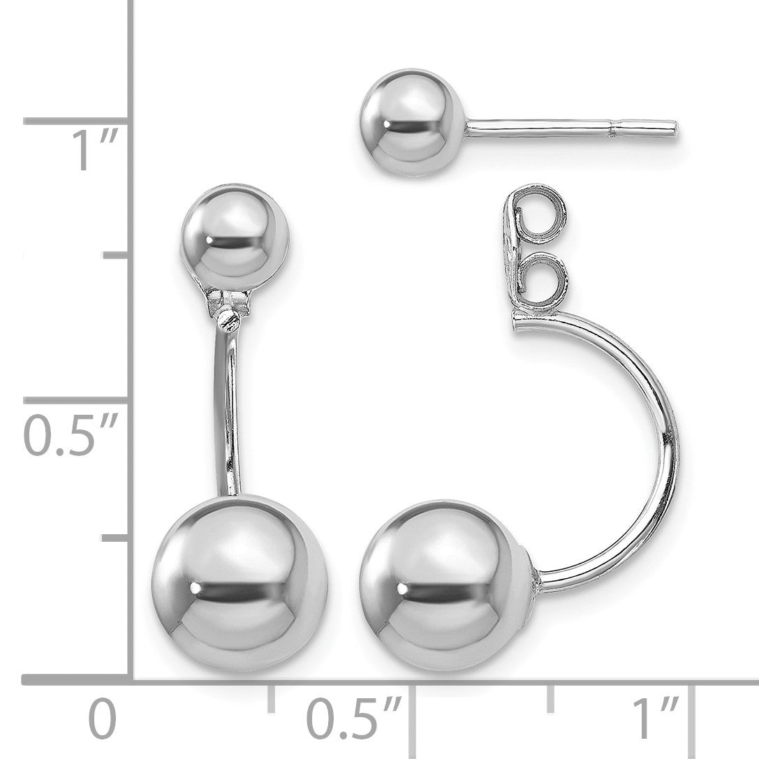 Sterling Silver Rhodium-plated Front and Back Ball Post Earrings