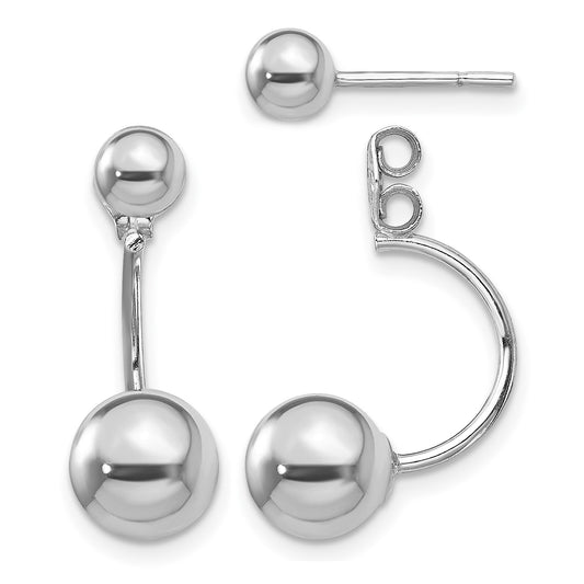 Sterling Silver Rhodium-plated Front and Back Ball Post Earrings