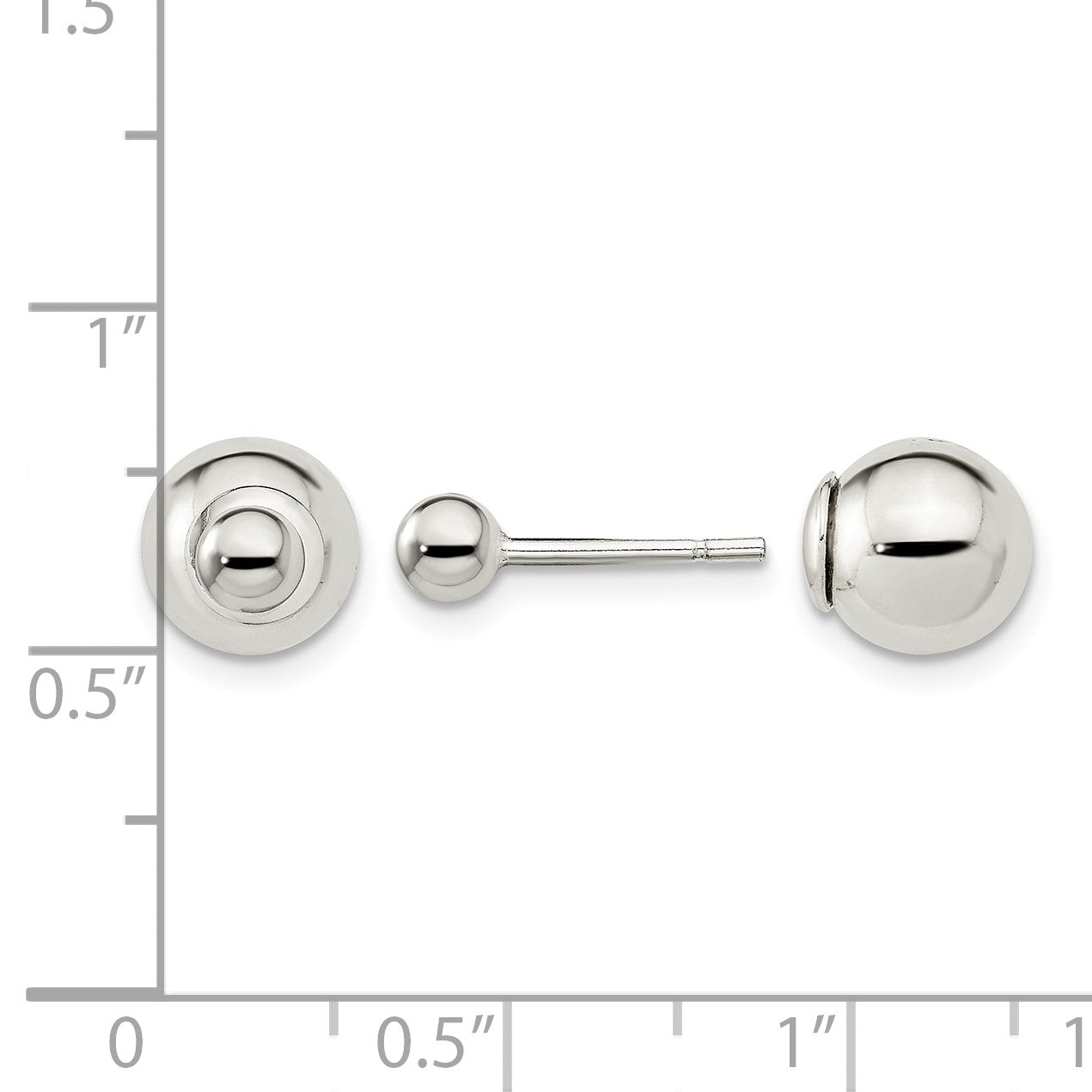 Sterling Silver Polished 4mm/8mm Ball Front Back Post Earrings