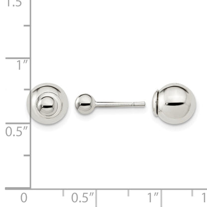 Sterling Silver Polished 4mm/8mm Ball Front Back Post Earrings