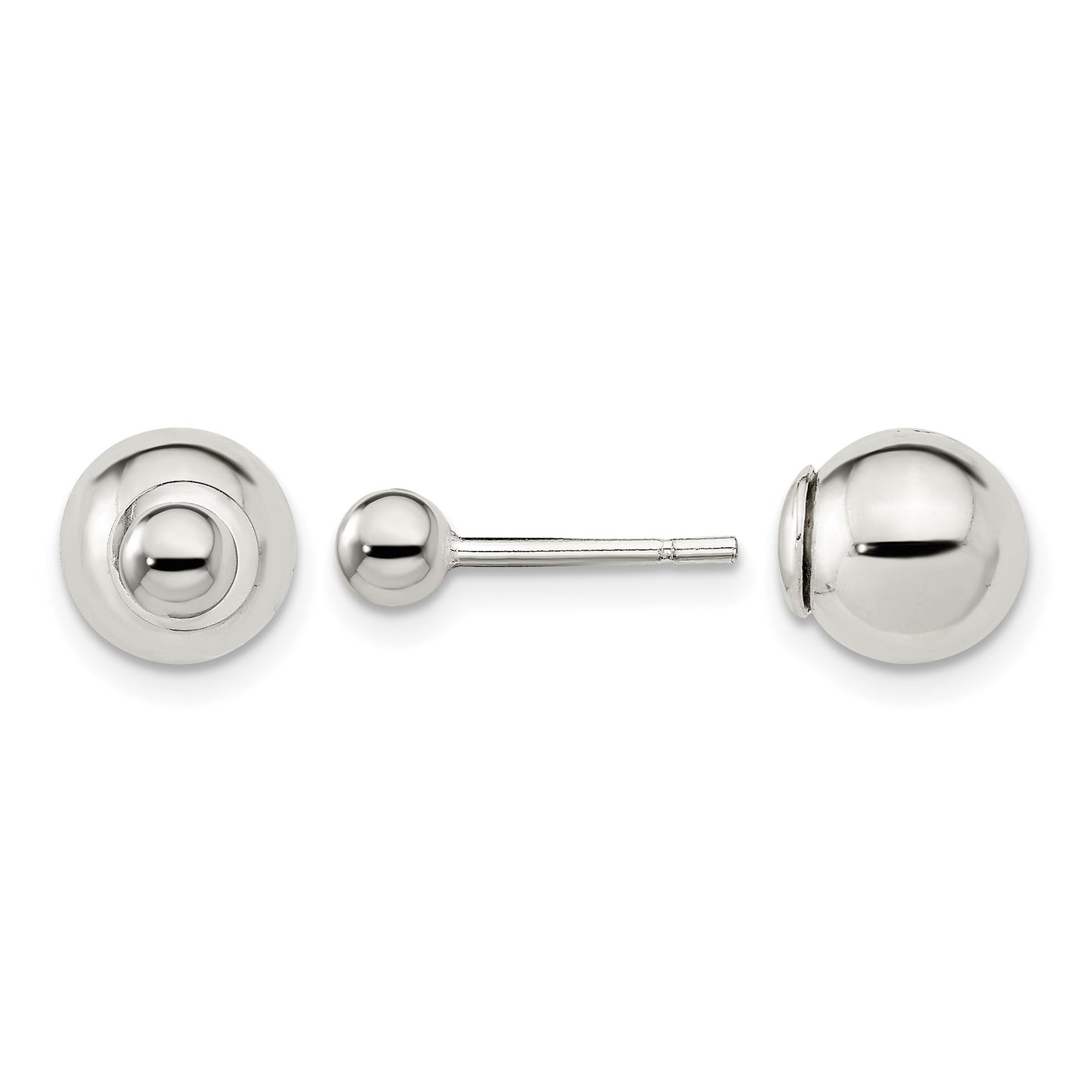 Sterling Silver Polished 4mm/8mm Ball Front Back Post Earrings
