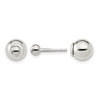 Sterling Silver Polished 4mm/8mm Ball Front Back Post Earrings