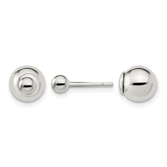 Sterling Silver Polished 4mm/8mm Ball Front Back Post Earrings