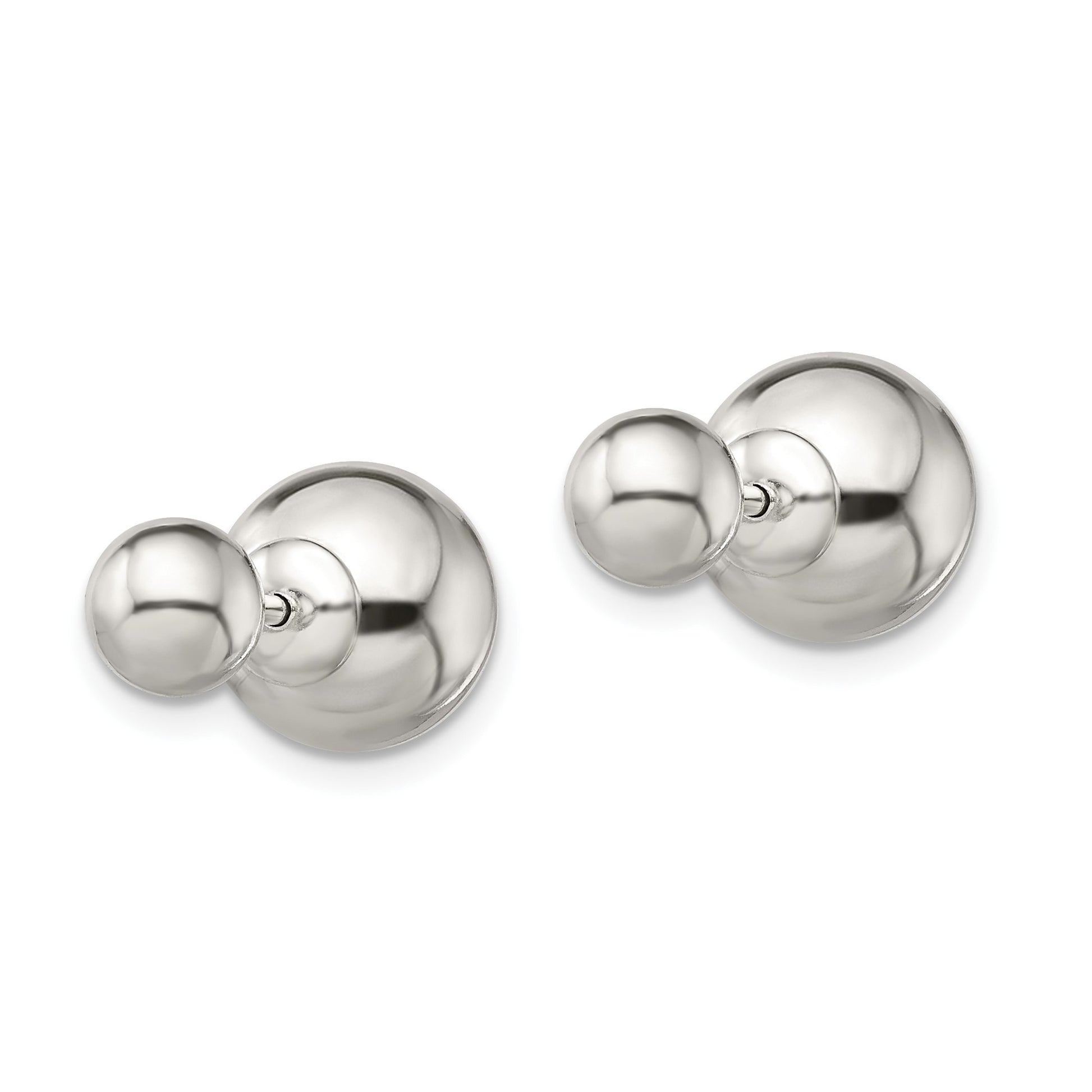 Sterling Silver Polished 6mm/10mm Ball Front Back Post Earrings