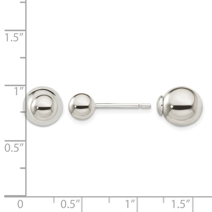 Sterling Silver Polished 6mm/10mm Ball Front Back Post Earrings