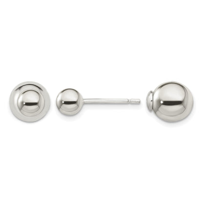 Sterling Silver Polished 6mm/10mm Ball Front Back Post Earrings