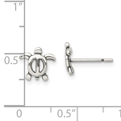 Sterling Silver Antiqued Turtle Post Earrings
