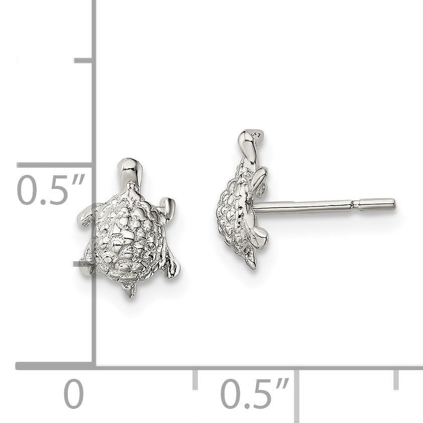 Sterling Silver Polished and Textured Turtle Post Earrings