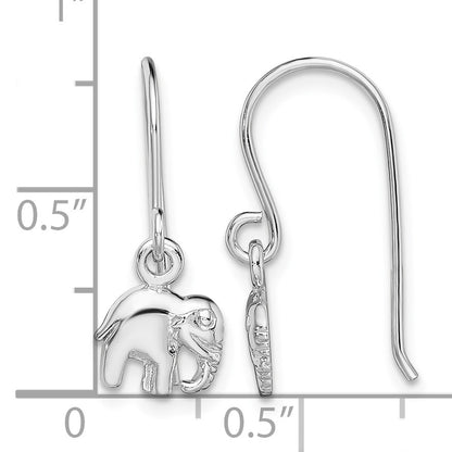 Sterling Silver Rhodium-plated Polished Elephant Dangle Earrings