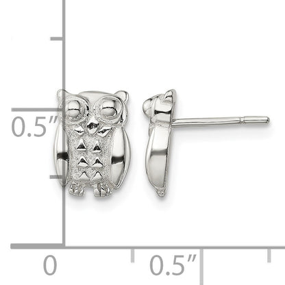 Sterling Silver Polished Owl Post Earrings