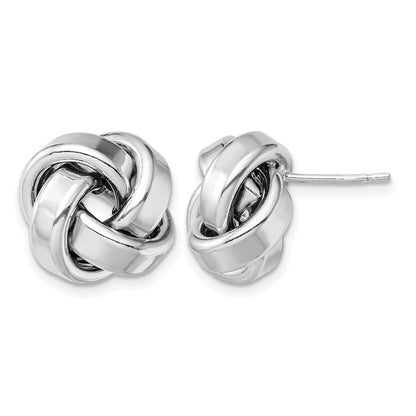 Sterling Silver Rhodium Plated Polished Love Knot Post Earrings