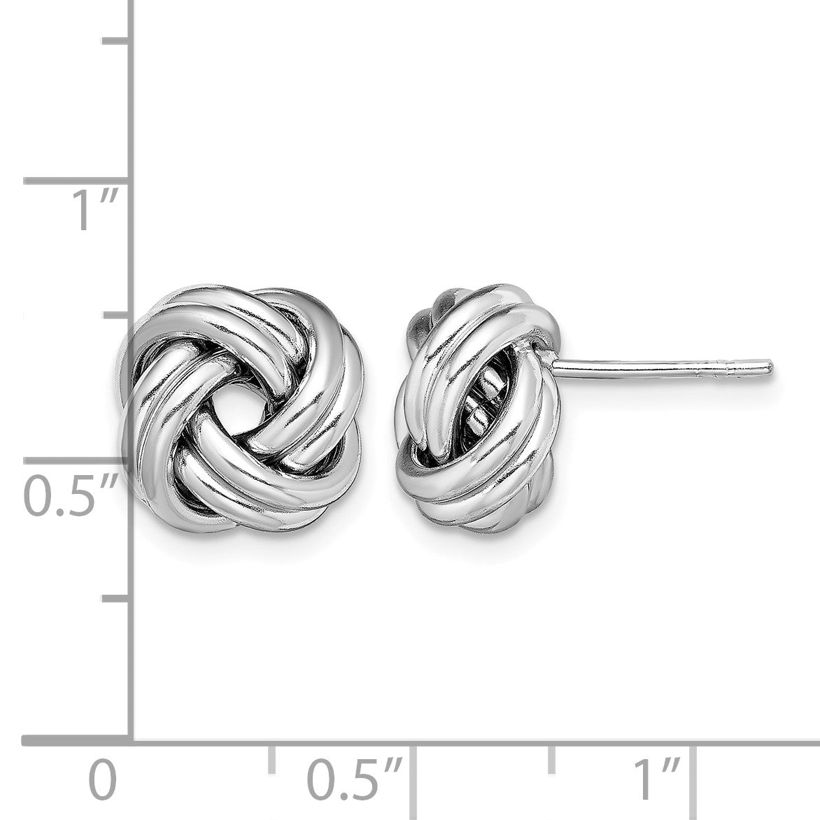 Sterling Silver Rhodium Plated Polished Love Knot Post Earrings