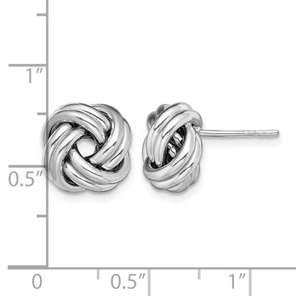 Sterling Silver Rhodium Plated Polished Love Knot Post Earrings