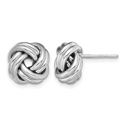 Sterling Silver Rhodium Plated Polished Love Knot Post Earrings