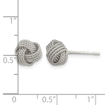 Sterling Silver Rhodium-plated Textured Love Knot Post Earrings