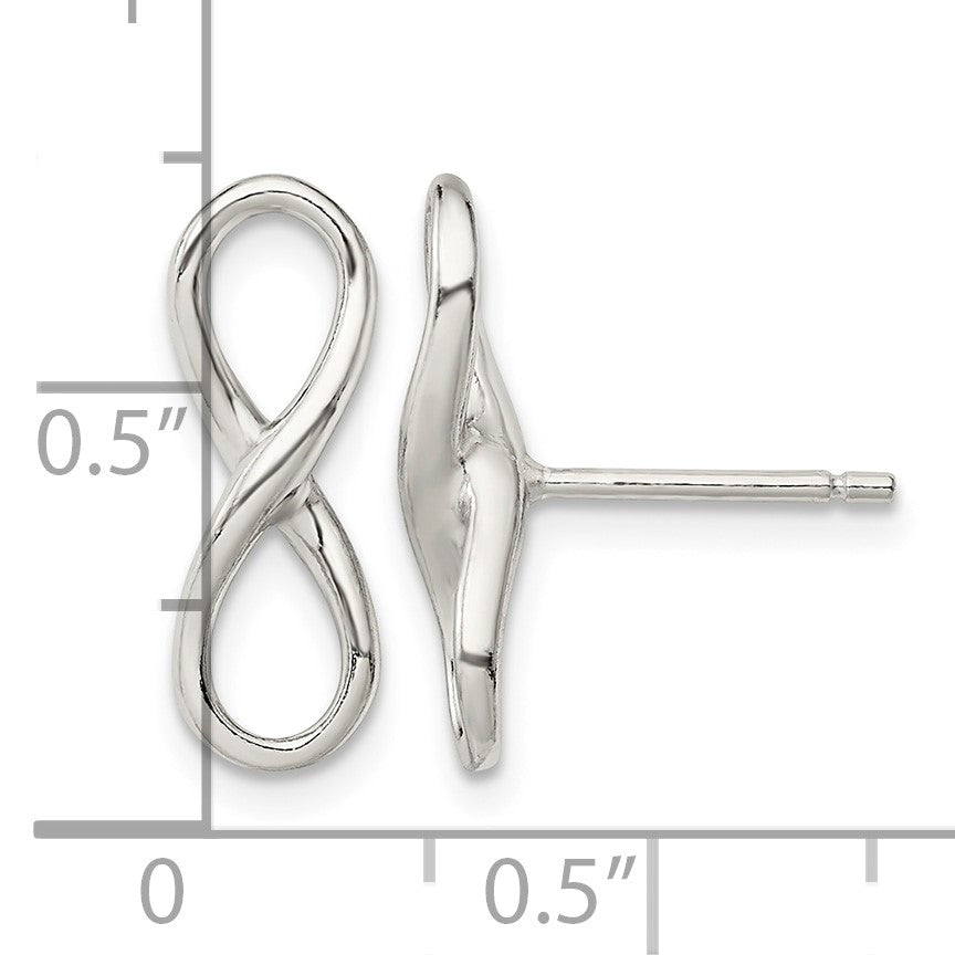 Sterling Silver Rhodium-plated Polished Infinity Knot Post Earrings