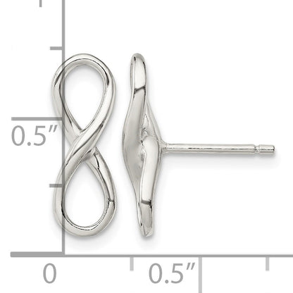 Sterling Silver Rhodium-plated Polished Infinity Knot Post Earrings