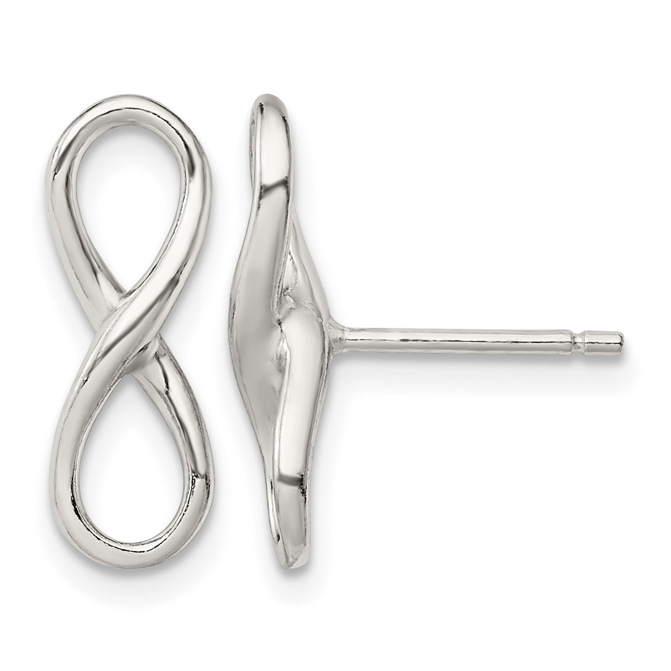 Sterling Silver Rhodium-plated Polished Infinity Knot Post Earrings