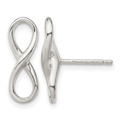Sterling Silver Rhodium-plated Polished Infinity Knot Post Earrings
