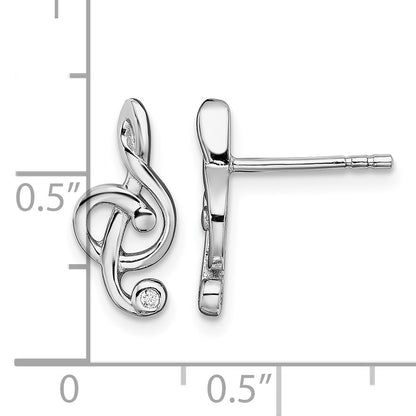 Sterling Silver Rhodium-plated CZ Fancy Post Earrings