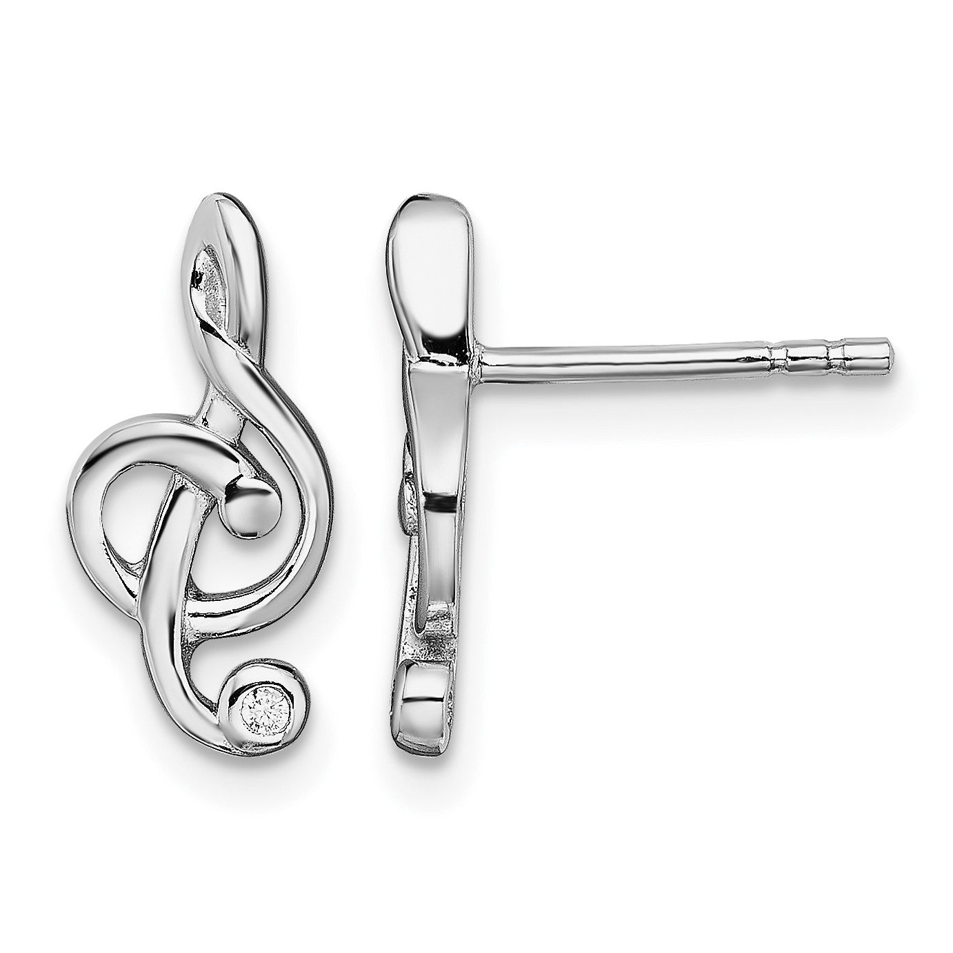 Sterling Silver Rhodium-plated CZ Fancy Post Earrings