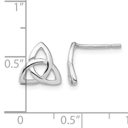 Sterling Silver Rhodium-plated Polished Celtic Knot Post Earrings