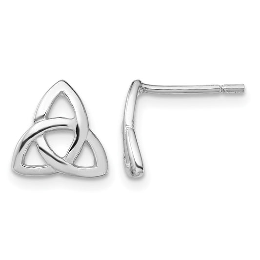 Sterling Silver Rhodium-plated Polished Celtic Knot Post Earrings