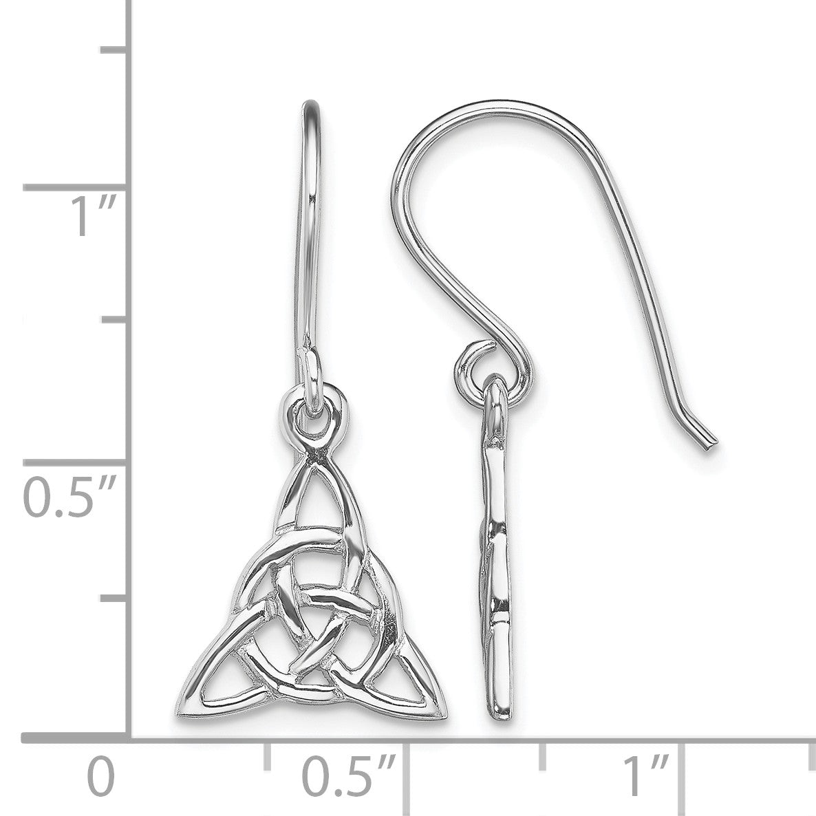 Sterling Silver Rhodium-plated Polished Trinity Knot Dangle Earrings