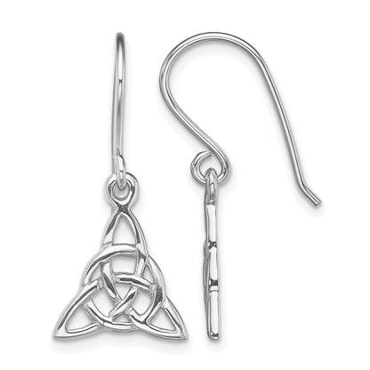 Sterling Silver Rhodium-plated Polished Trinity Knot Dangle Earrings