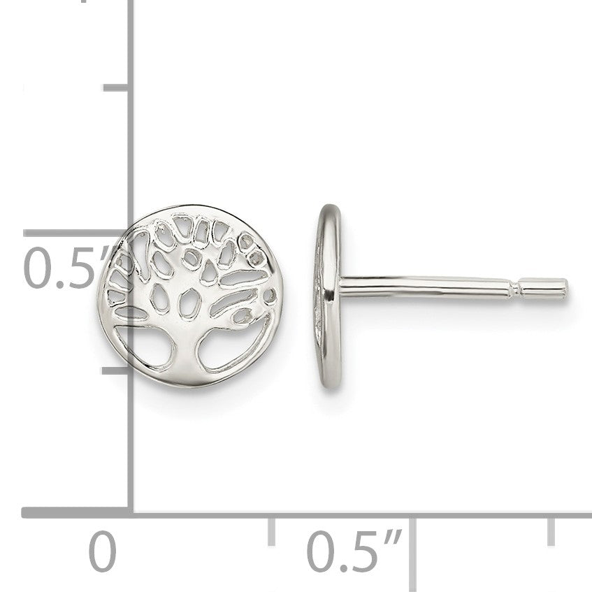 Sterling Silver Rhodium-plated Tree Post Earrings