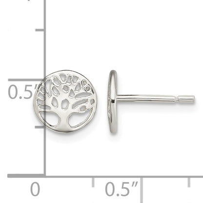 Sterling Silver Rhodium-plated Tree Post Earrings