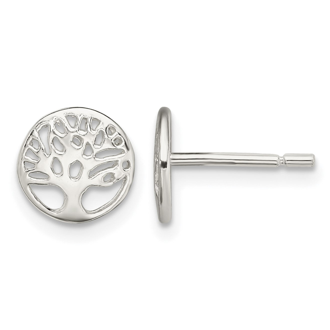 Sterling Silver Rhodium-plated Tree Post Earrings