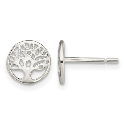 Sterling Silver Rhodium-plated Tree Post Earrings