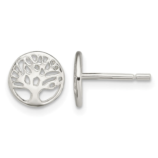 Sterling Silver Rhodium-plated Tree Post Earrings