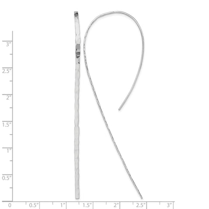 Sterling Silver Rhodium-plated Polished Textured Threader Earrings