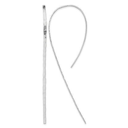 Sterling Silver Rhodium-plated Polished Textured Threader Earrings