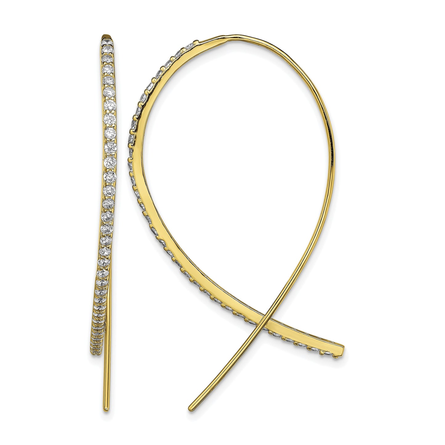 Sterling Silver Gold-tone CZ Threader Earrings