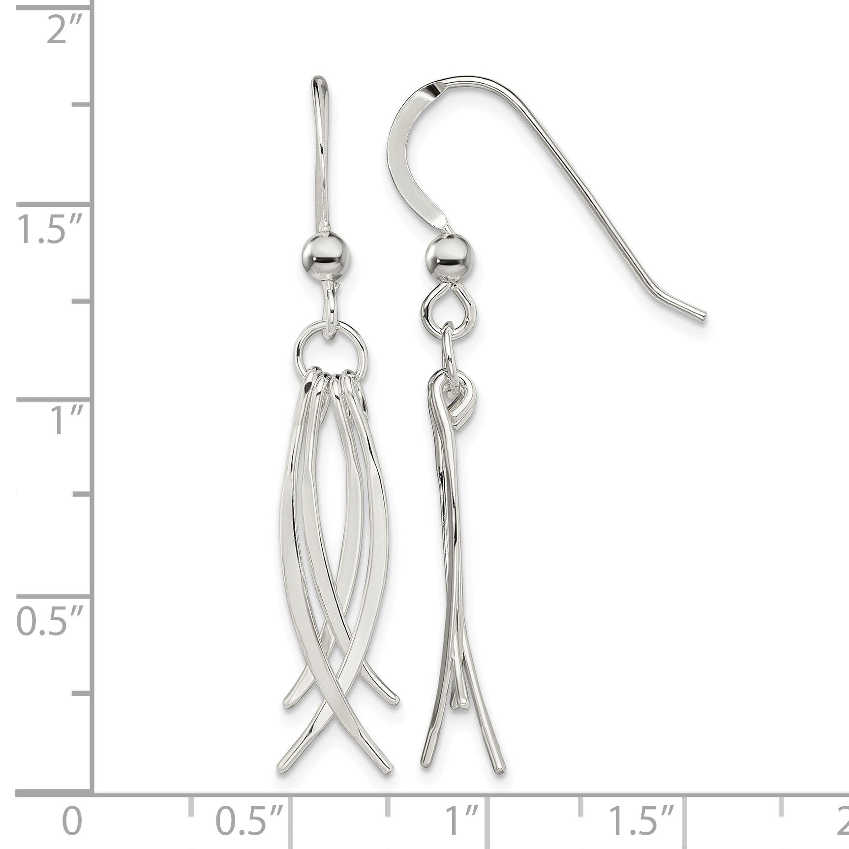 Sterling Silver Polished & Curved Design Dangle Earrings