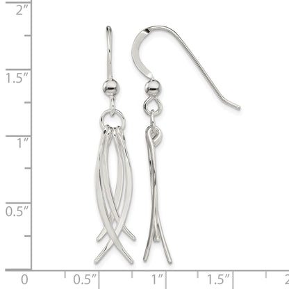 Sterling Silver Polished & Curved Design Dangle Earrings