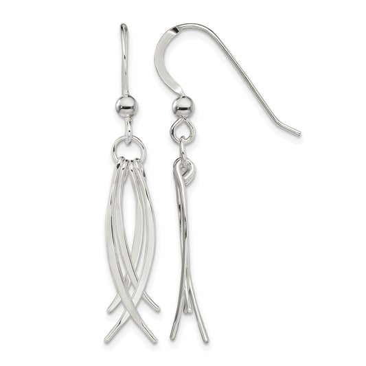 Sterling Silver Polished & Curved Design Dangle Earrings