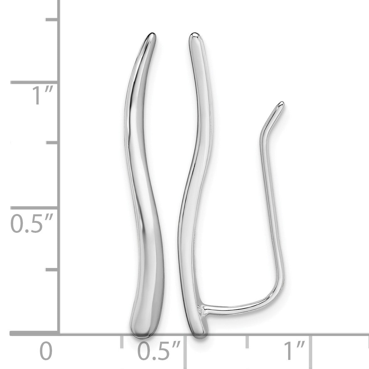 Sterling Silver Rhodium-plated Polished Curved Line Ear Climber Earrings